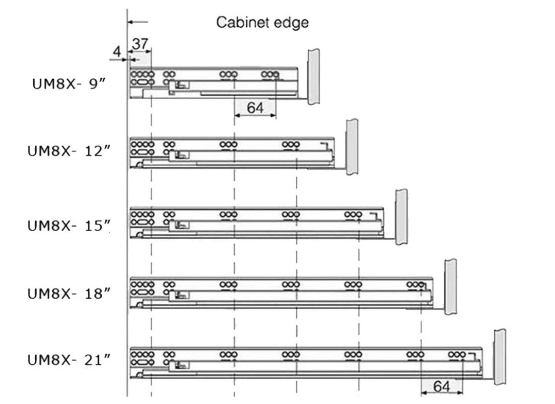 drawer slide screw positions for HardwareDirect