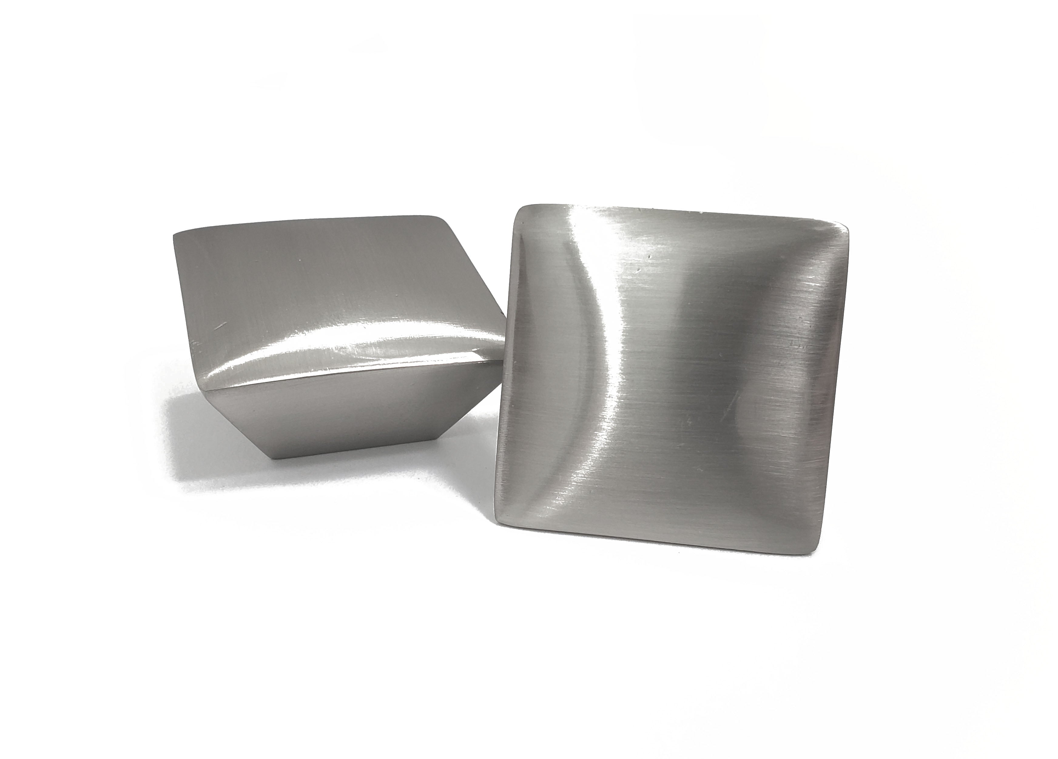 Diecast Square Knob *IMPERFECT* image shows scratches Brushed Nickel HardwareDirect