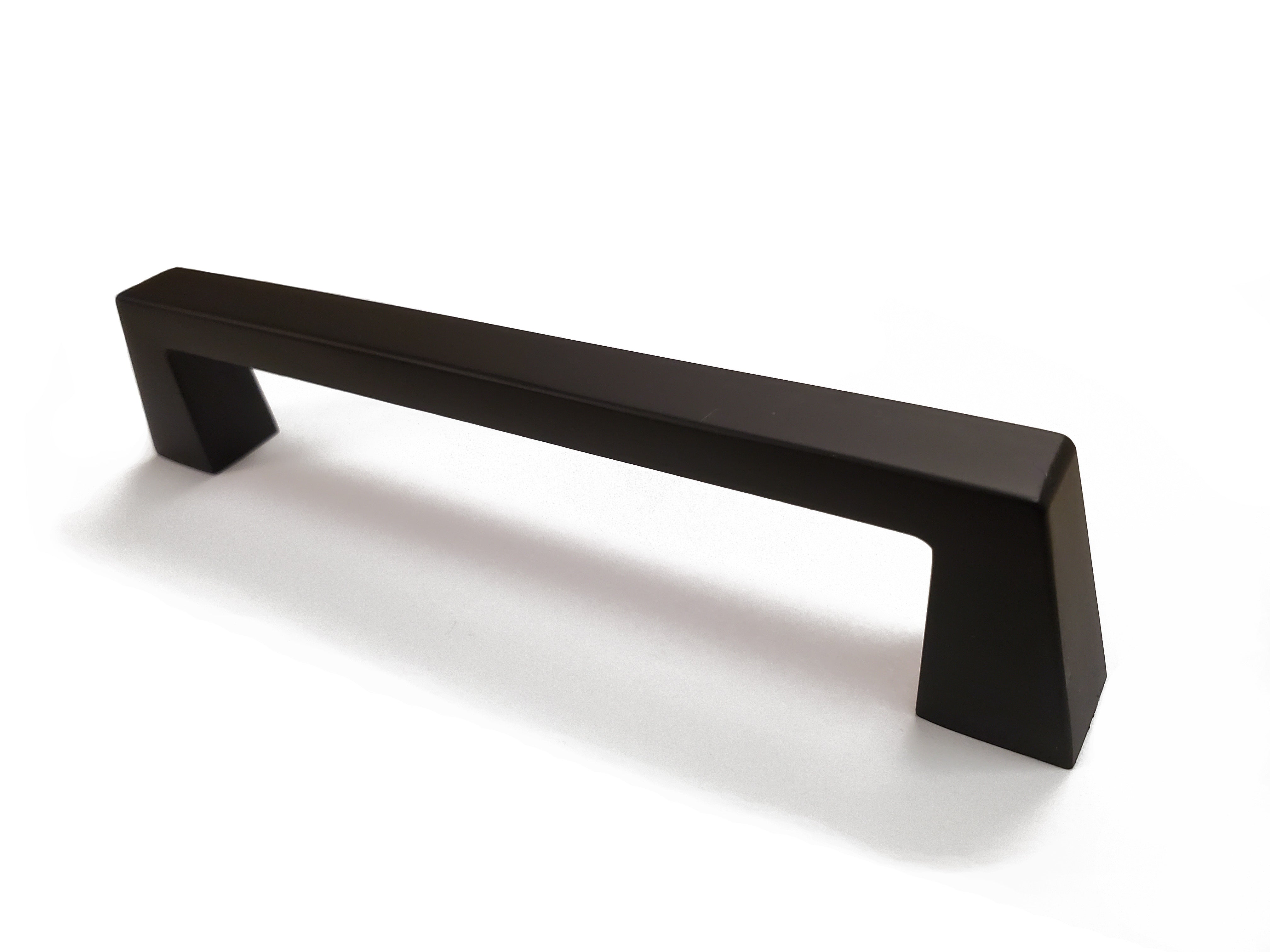 Flared matte black angled view Modern kitchen bath cabinet hardware craftsman collection square modern knob pull sleek traditional transitional HardwareDirect