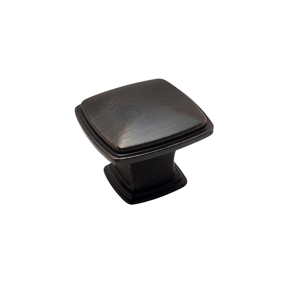 Brown colored Windsor style square knob, kitchen or bath cabinets or furniture piece.  Brushed oil rubbed bronze modern sleek decorative handles HardwareDirect