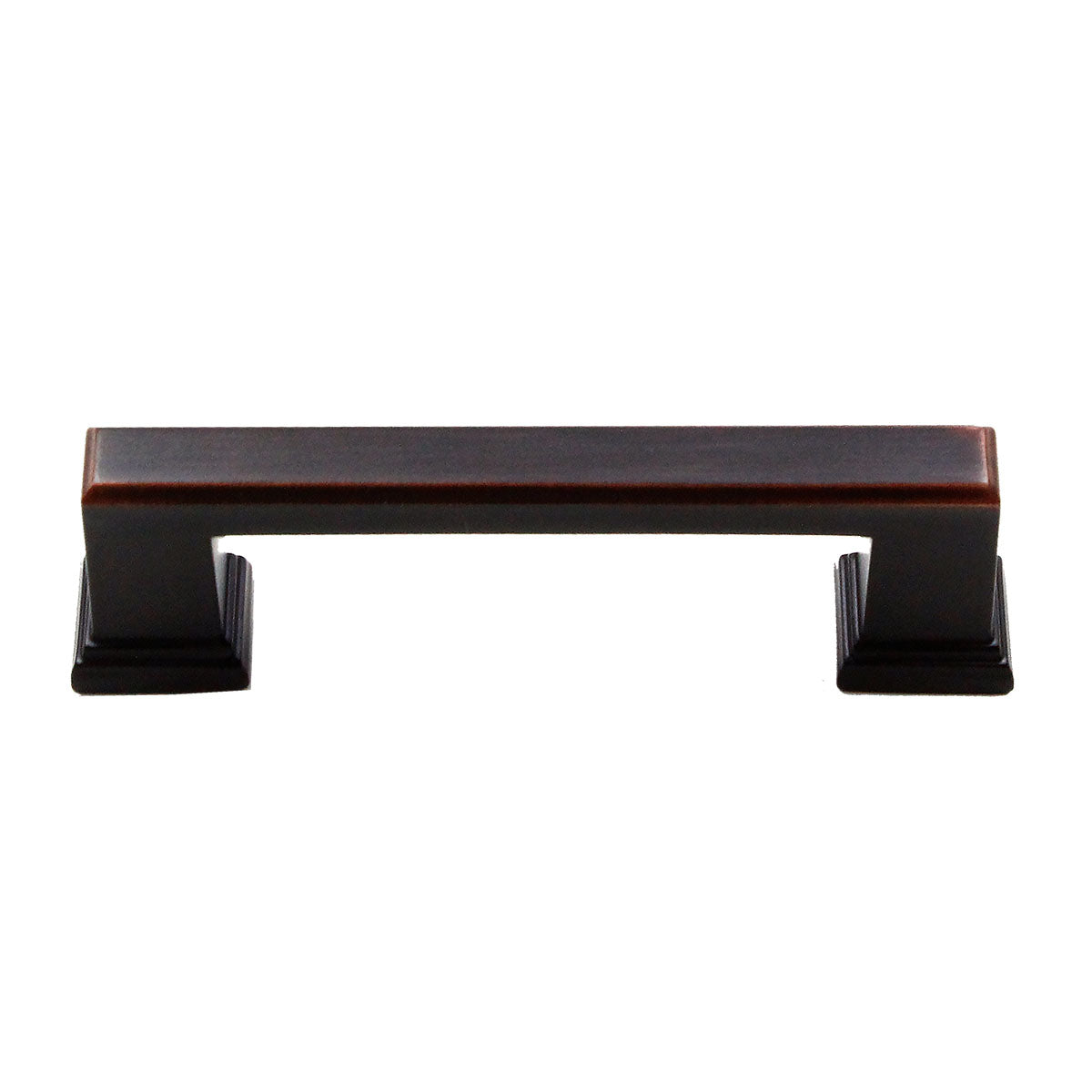 Brown bronze colored handle from the Column Collection, intended for use on a kitchen or bath cabinet or furniture piece.  Brushed oil rubbed bronze Sleek modern contemporary decorative handles HardwareDirect