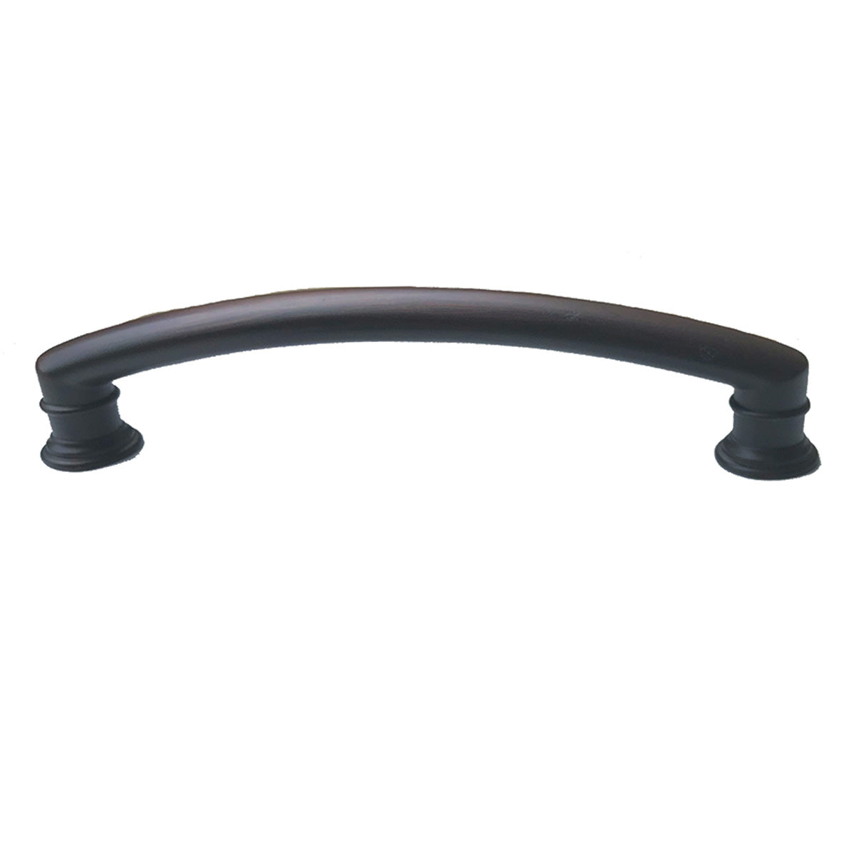 A brown-colored handle from the Fountain Collection, intended for use on a cabinet or furniture piece. Brushed oil rubbed bronze farmhouse sleek modern contemporary decorative HardwareDirect