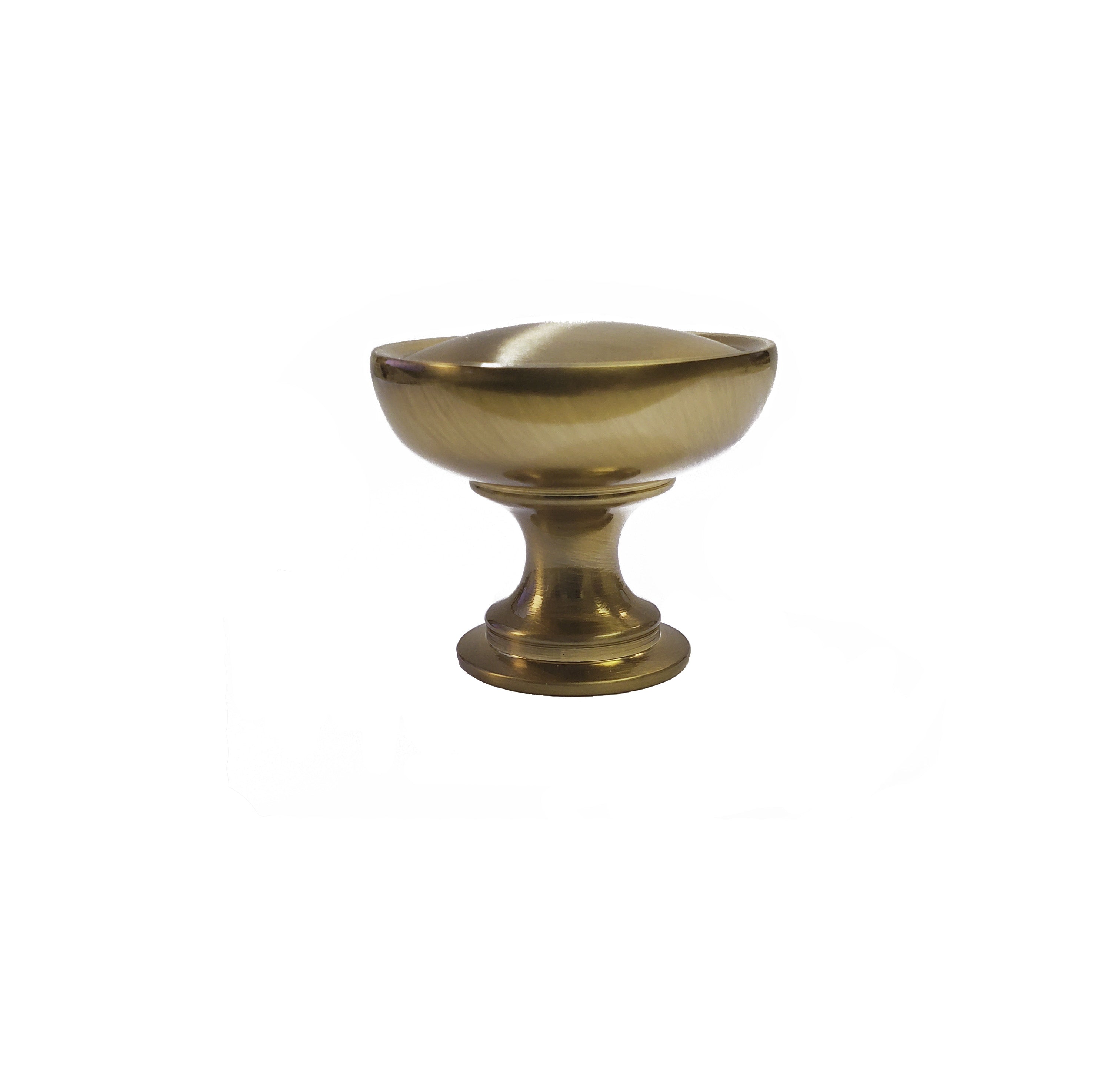 A champagne gold colored knob from the Fountain Collection, intended for use on a kitchen or bath cabinet or furniture piece. champagne bronze sleek modern contemporary decorative HardwareDirect upclose