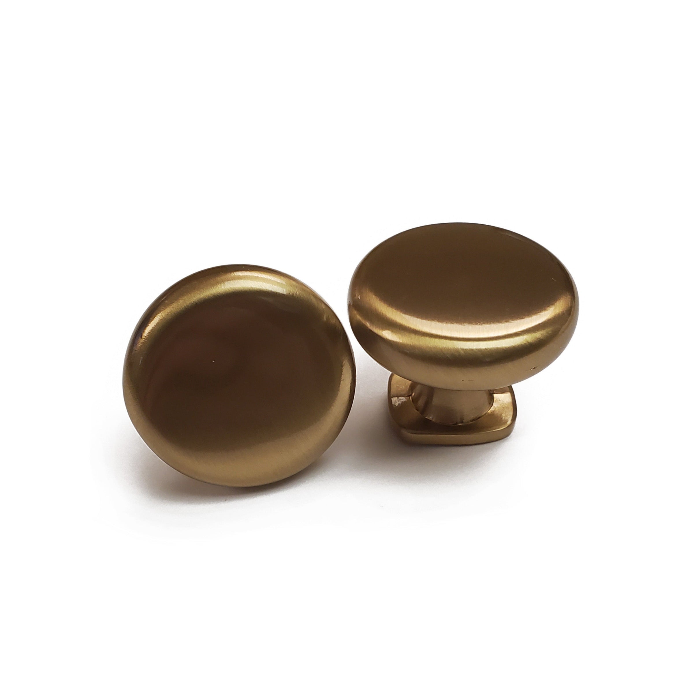 shield-shaped cabinet knob champagne gold bronze top and side view.   Kitchen cabinet hardware pulls and knobs.  HardwareDirect modern traditional