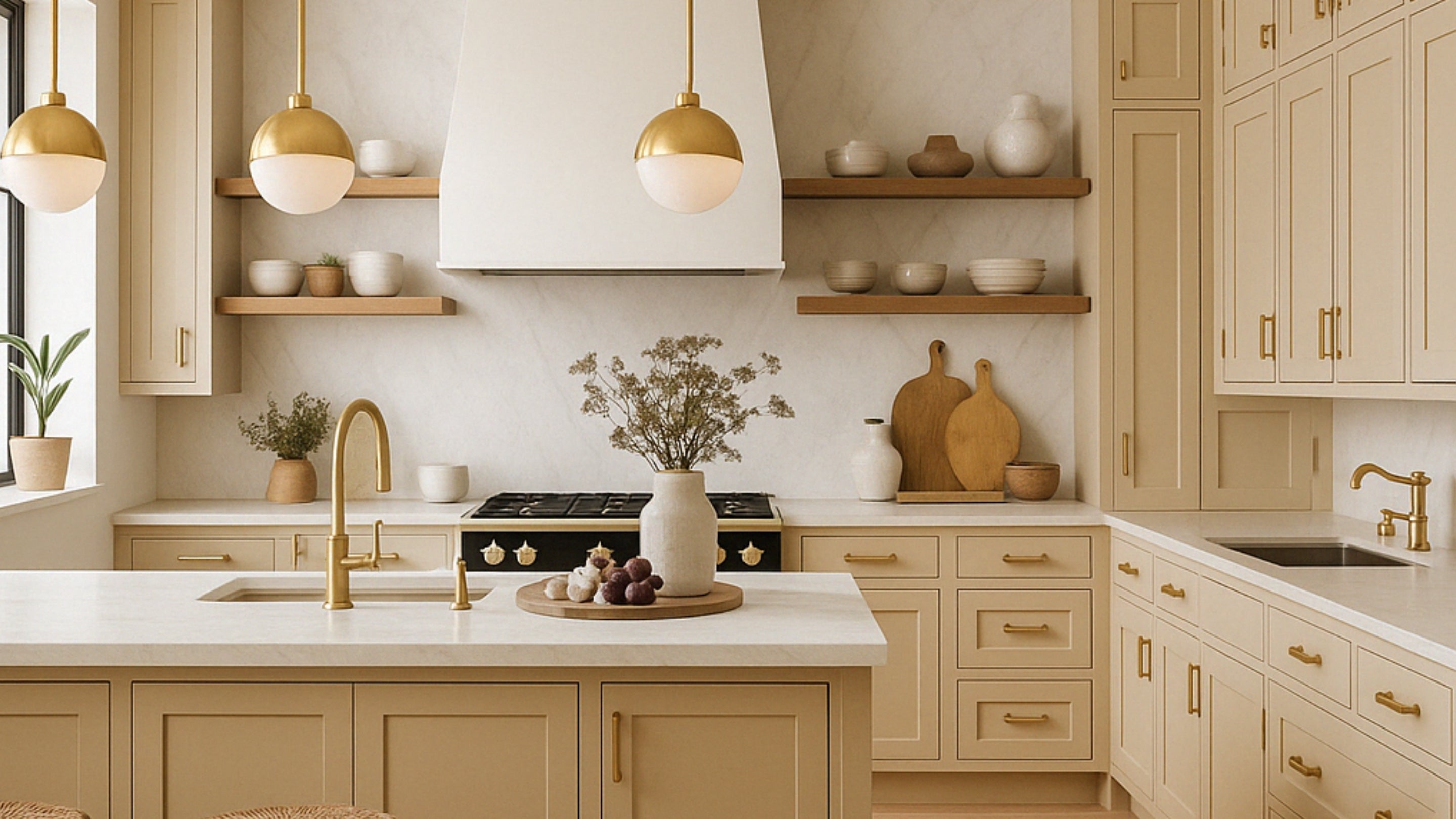 Modern kitchen featuring cabinet knobs, pulls, drawer slides, and hinges from HardwareDirect