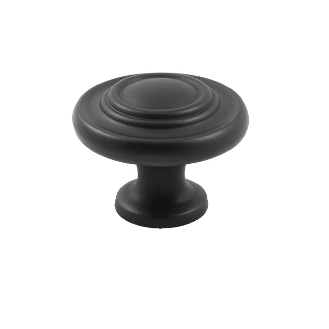 black colored round metal cabinet handle with a button-shaped knob HardwareDirect matte black handle pull knob
