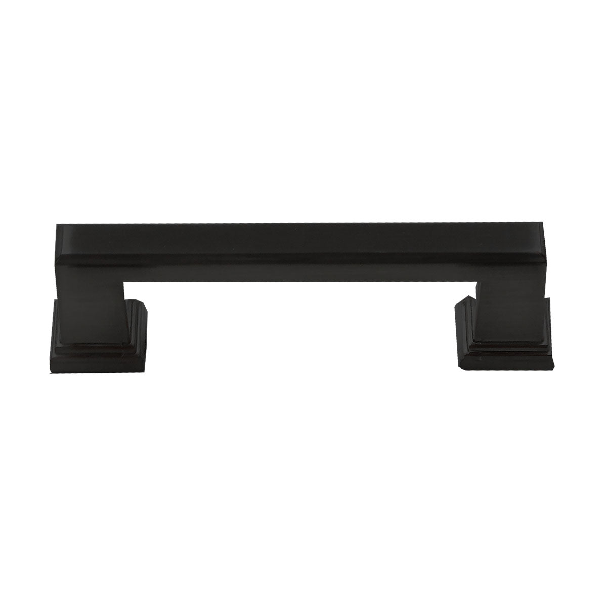 Black colored handle from the Column Collection, intended for use on a kitchen or bath cabinet or furniture piece.  Matte Black Sleek modern contemporary decorative handles HardwareDirect