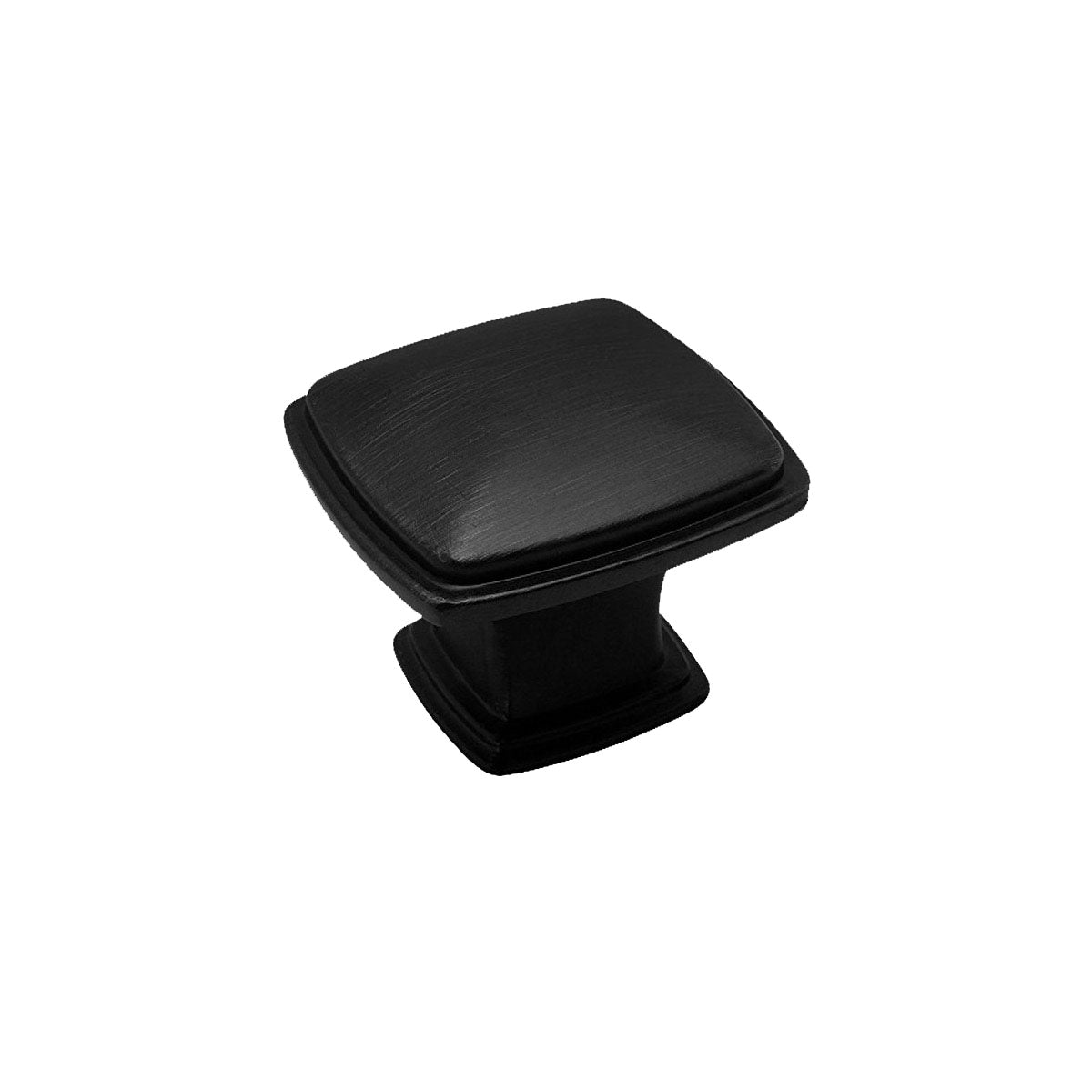 Black colored Windsor style square knob, kitchen or bath cabinets or furniture piece.  Matte Black modern sleek decorative handles HardwareDirect