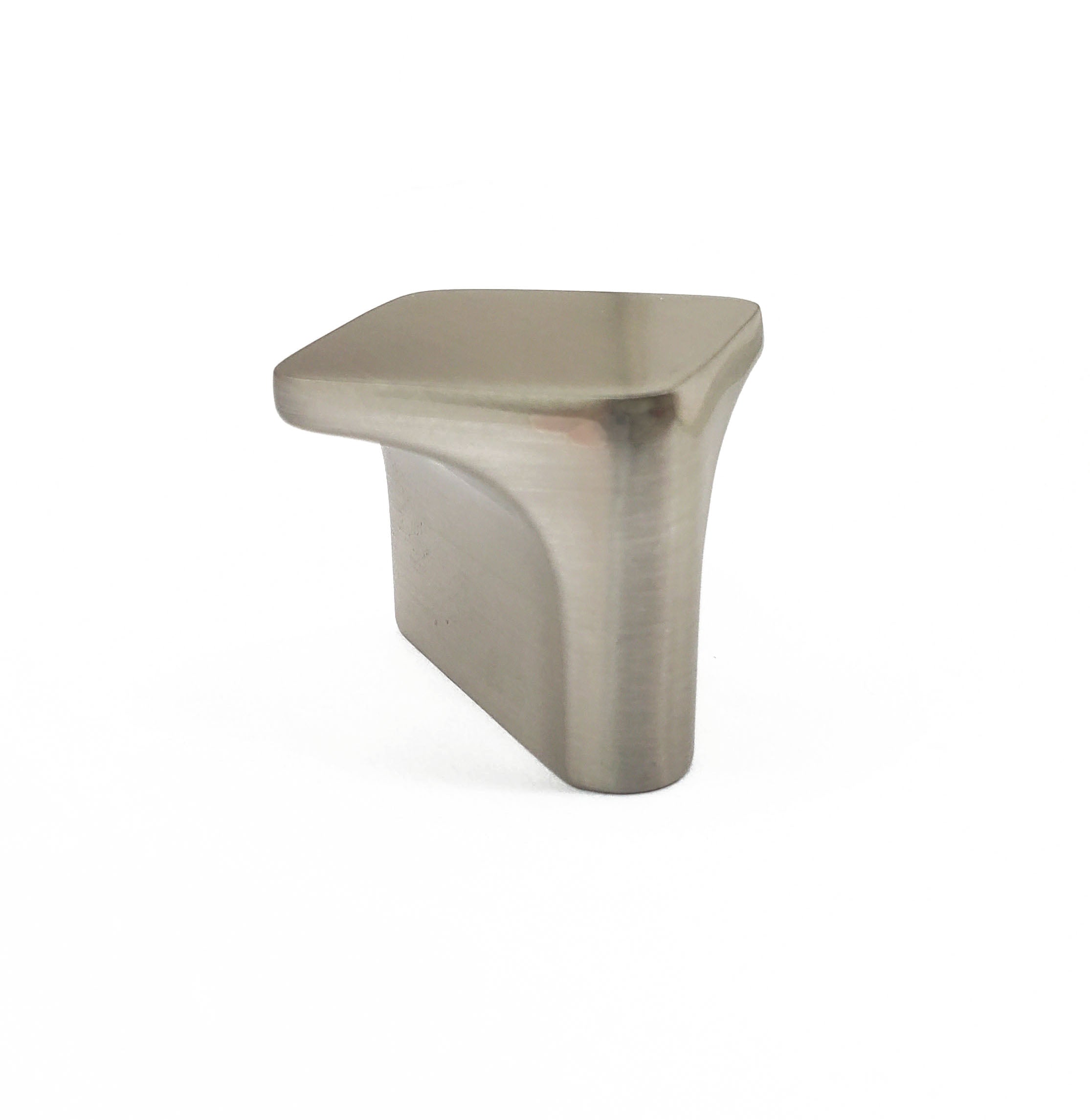 Contemporary cabinet knobs with flat square design in brushed nickel for kitchens baths furniture