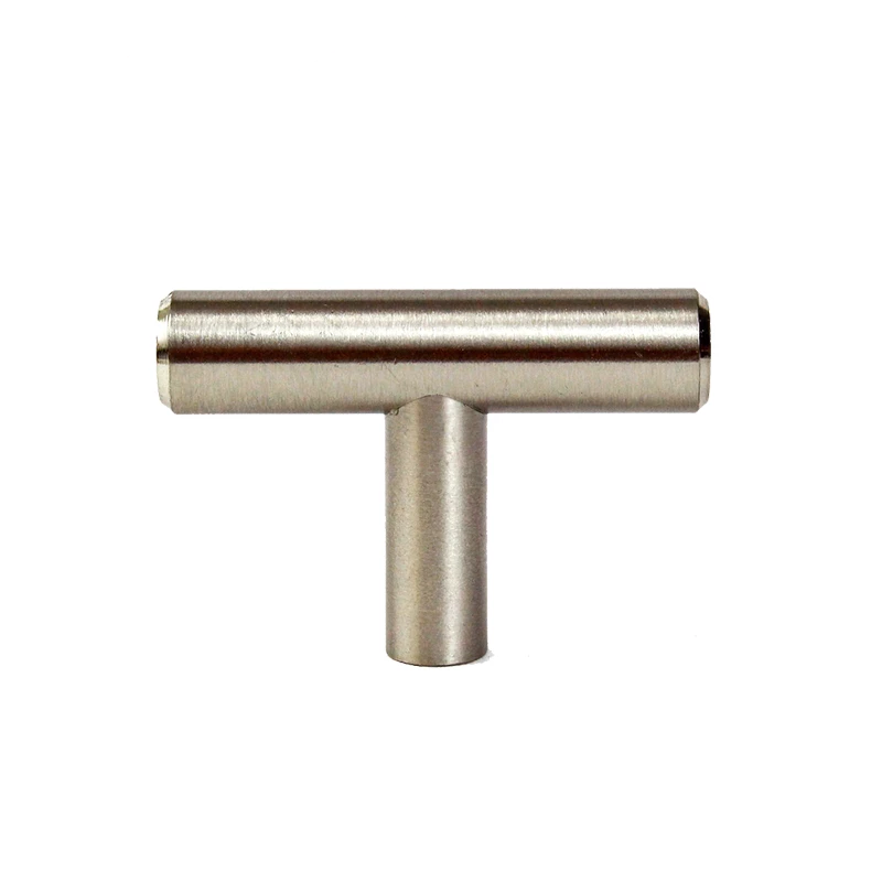 2" T Bar Cabinet Knob Handle in Solid Steel Nickel with 12mm Diameter Hardware for Kitchen or Bathroom