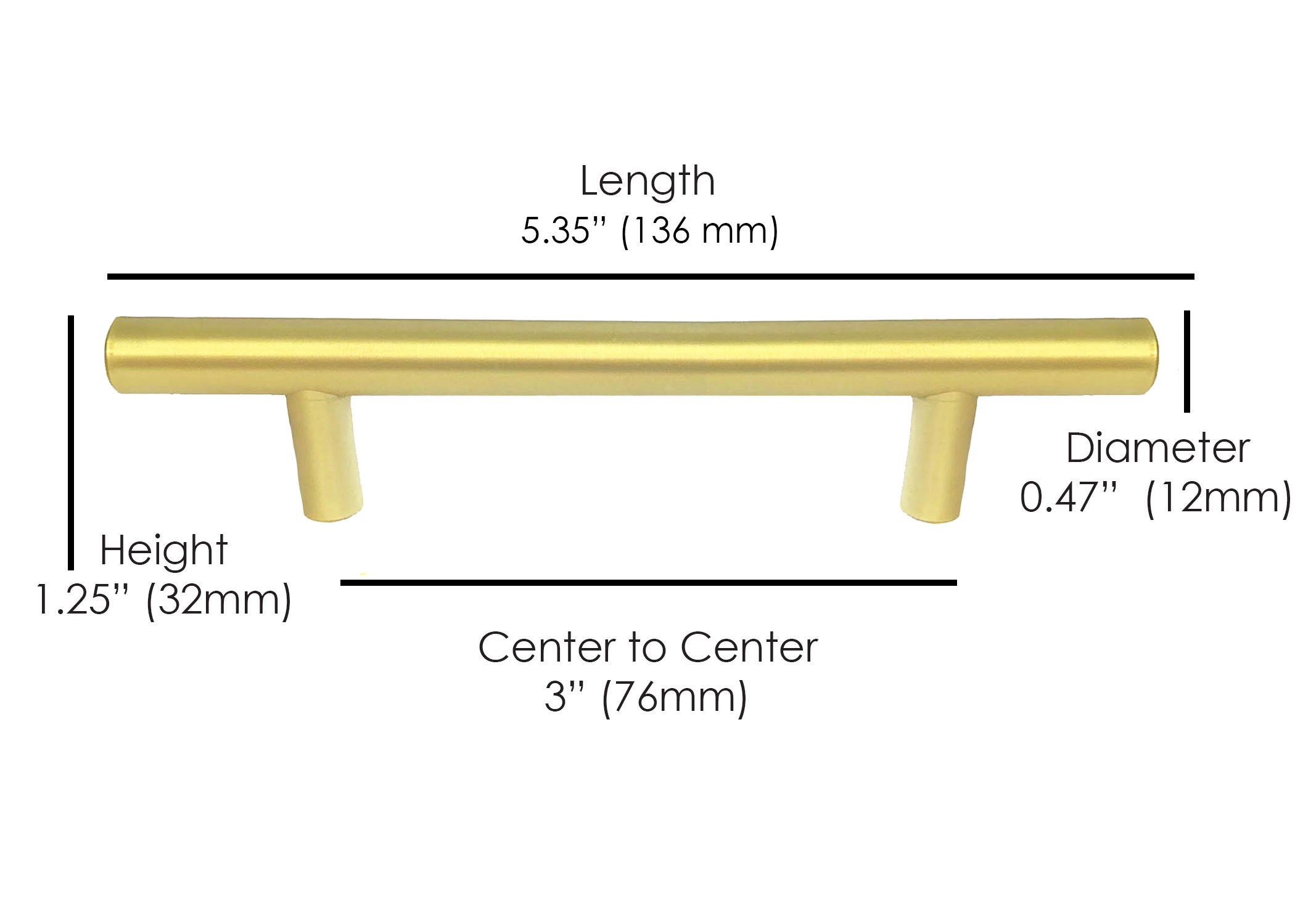Modern Gold T Bar Kitchen Cabinet Handle Pill  Hardware