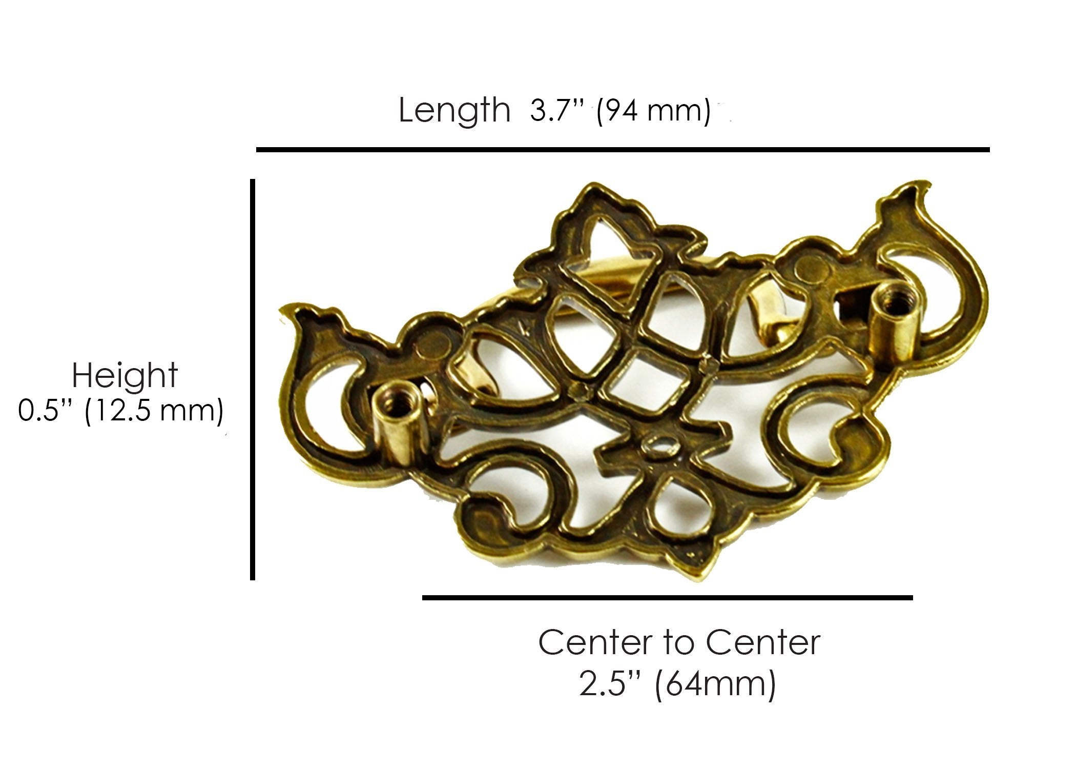 Brass Gold Lace Bail Pull Handle for Furniture/Bathroom/Kitchen Cabinet Hardware with 2.5" Center to Center Dimensions Measured