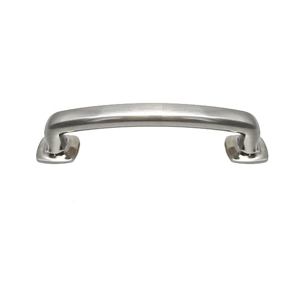 shield-shaped cabinet handles brushed nickel.  Kitchen cabinet hardware pulls and knobs.  HardwareDirect modern traditional simple