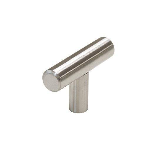 2" T Bar Cabinet Knob Handle in Solid Steel Nickel with 12mm Diameter Hardware for Kitchen or Bathroom