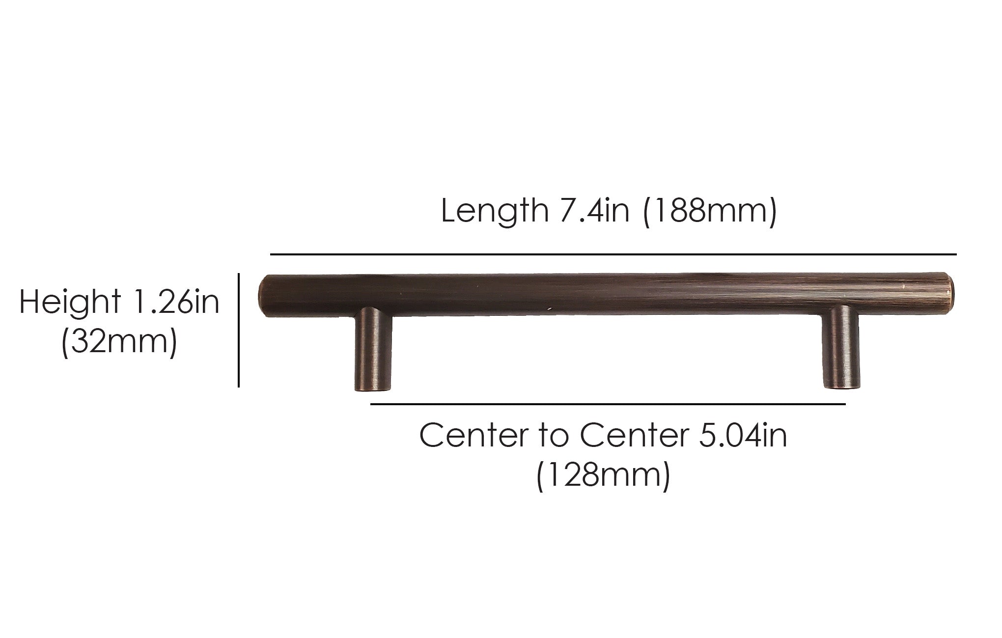 128mm t bar brushed oil rubbed bronze tbar collection bar pull for kitchen and bath hardware HardwareDirect dimensions