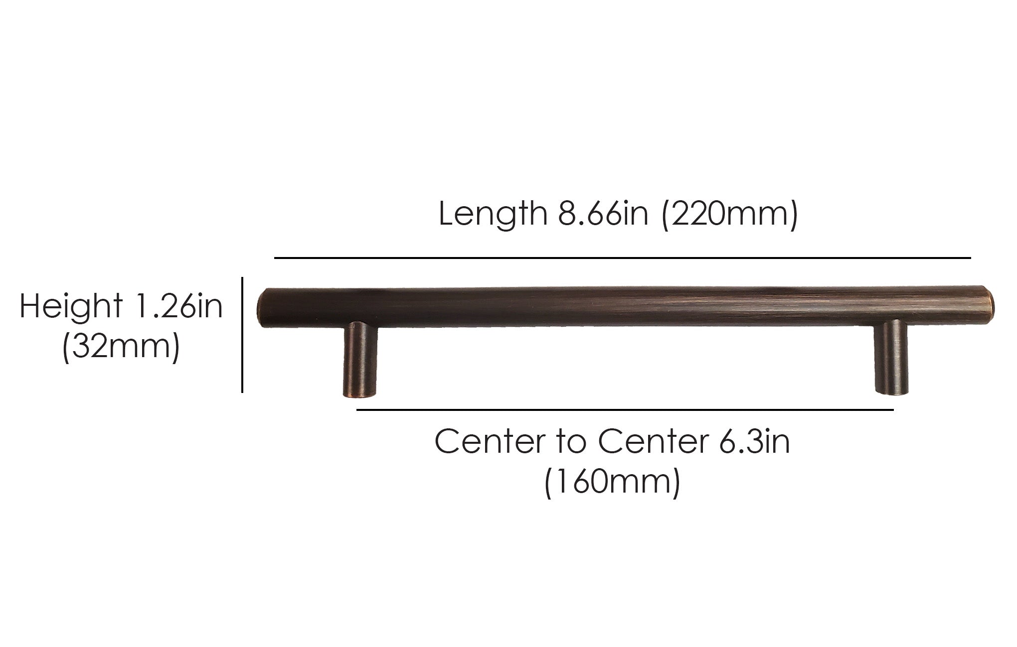 160mm dimensions t bar brushed oil rubbed bronze tbar collection bar pull for kitchen and bath hardware HardwareDirect
