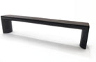 Modern sleek cabinet knobs with flat square design in matte black for kitchens baths furniture sideview
