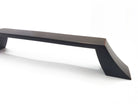 Contemporary modern sleek cabinet handles curved craftsman design in brushed oil rubbed bronze upclose side 