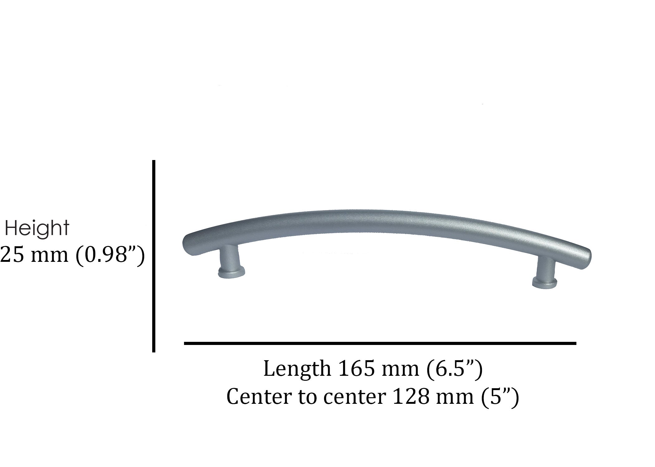 curved rod bar pull handle matte aluminum for kitchen and bath cabinets matte hardwareDirect dimensions