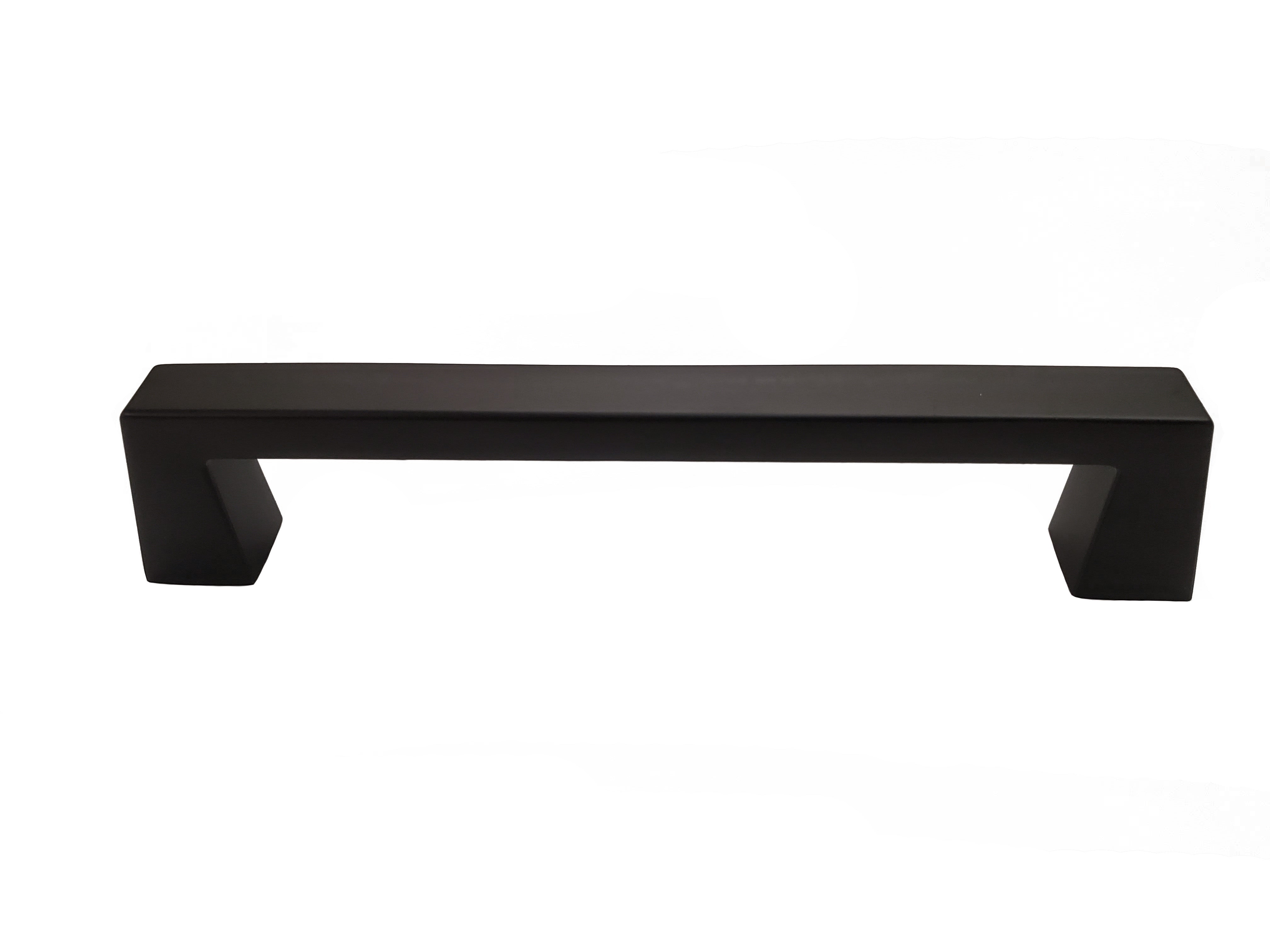 Flared matte black upclose image Modern kitchen bath cabinet hardware craftsman collection square modern knob pull sleek traditional transitional HardwareDirect