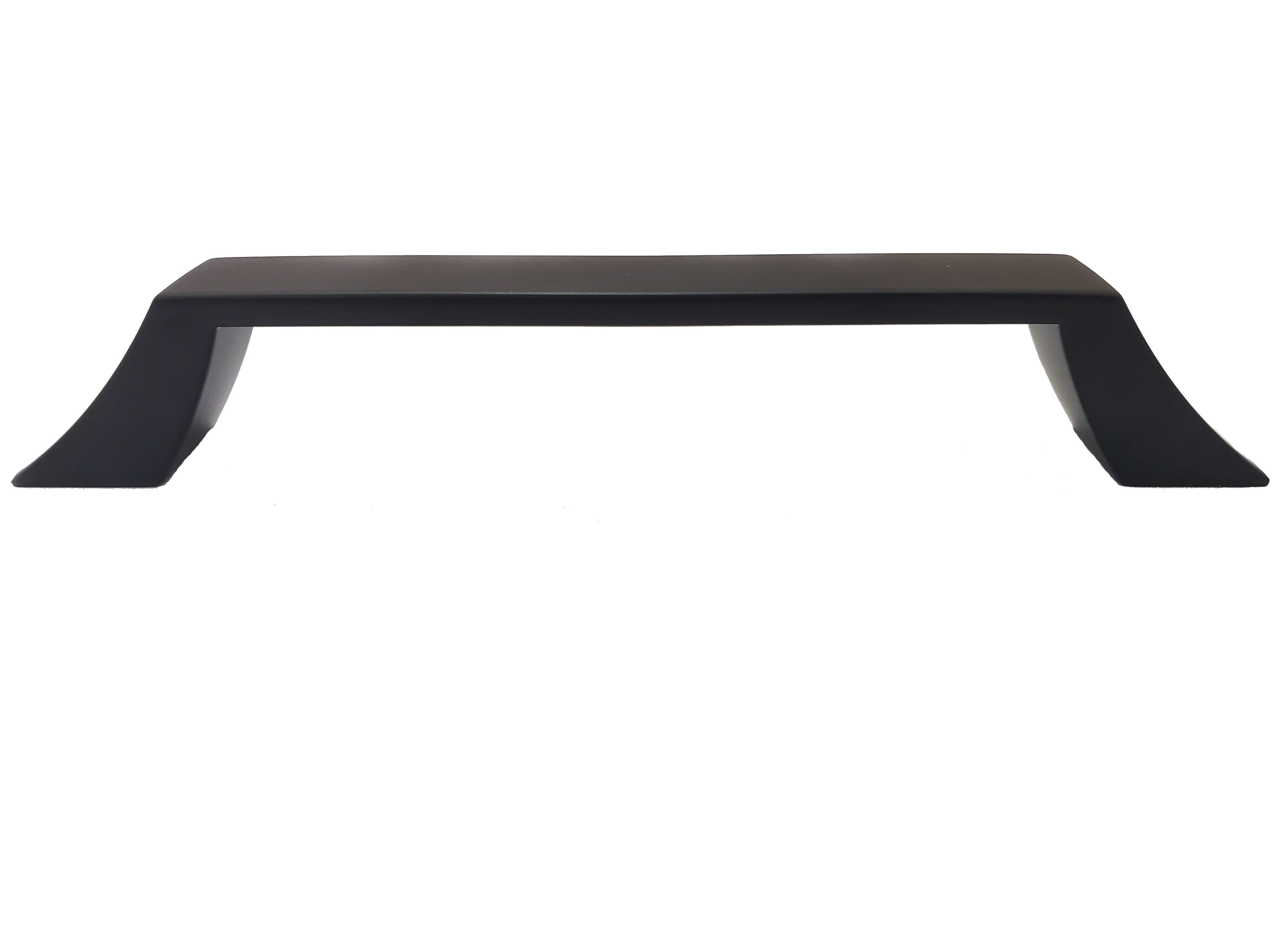 Contemporary modern sleek cabinet handles with curved design in brushed oil rubbed bronze sideview