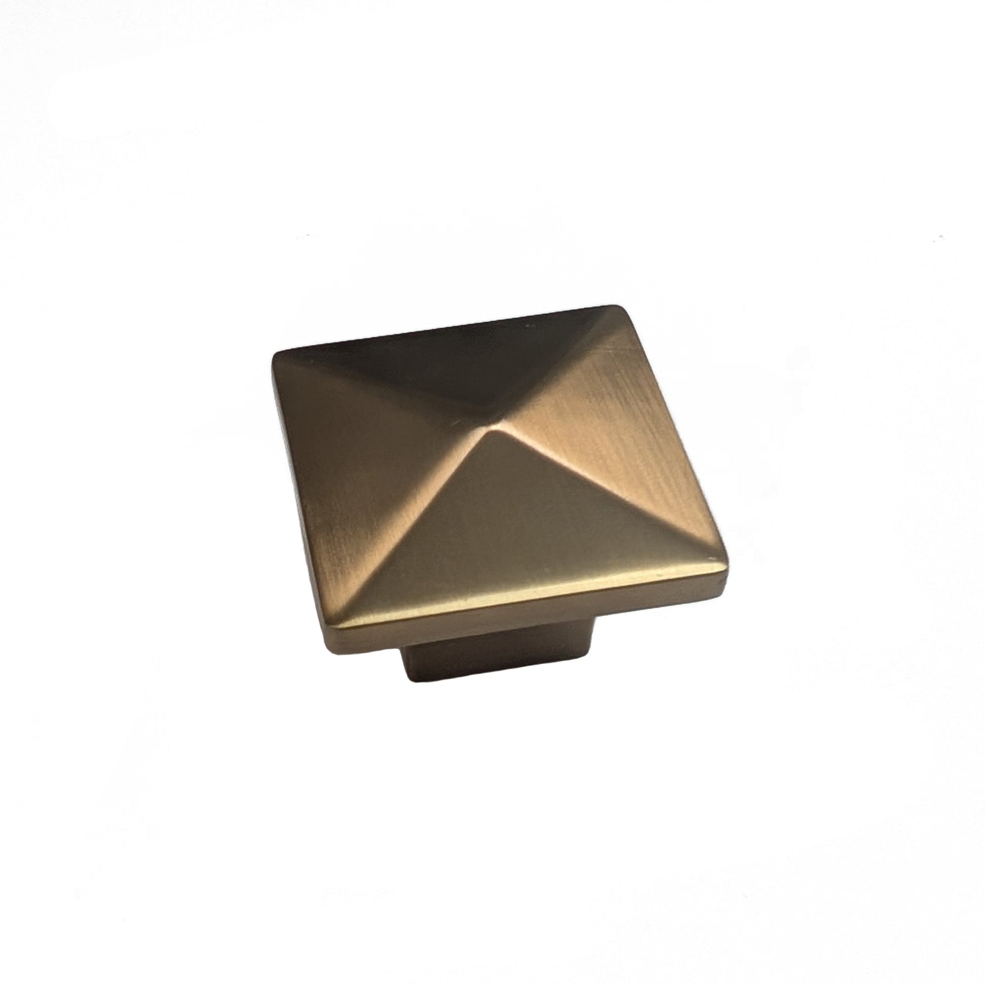 stainless steel pyramid knob in champagne gold.  top view.  Square modern angular HardwareDirect cabinet knobs and pulls. 
