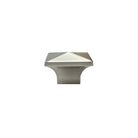 side view stainless steel pyramid knobs in different finishes including brushed nickel.  Square modern angular HardwareDirect cabinet knobs and pulls. 