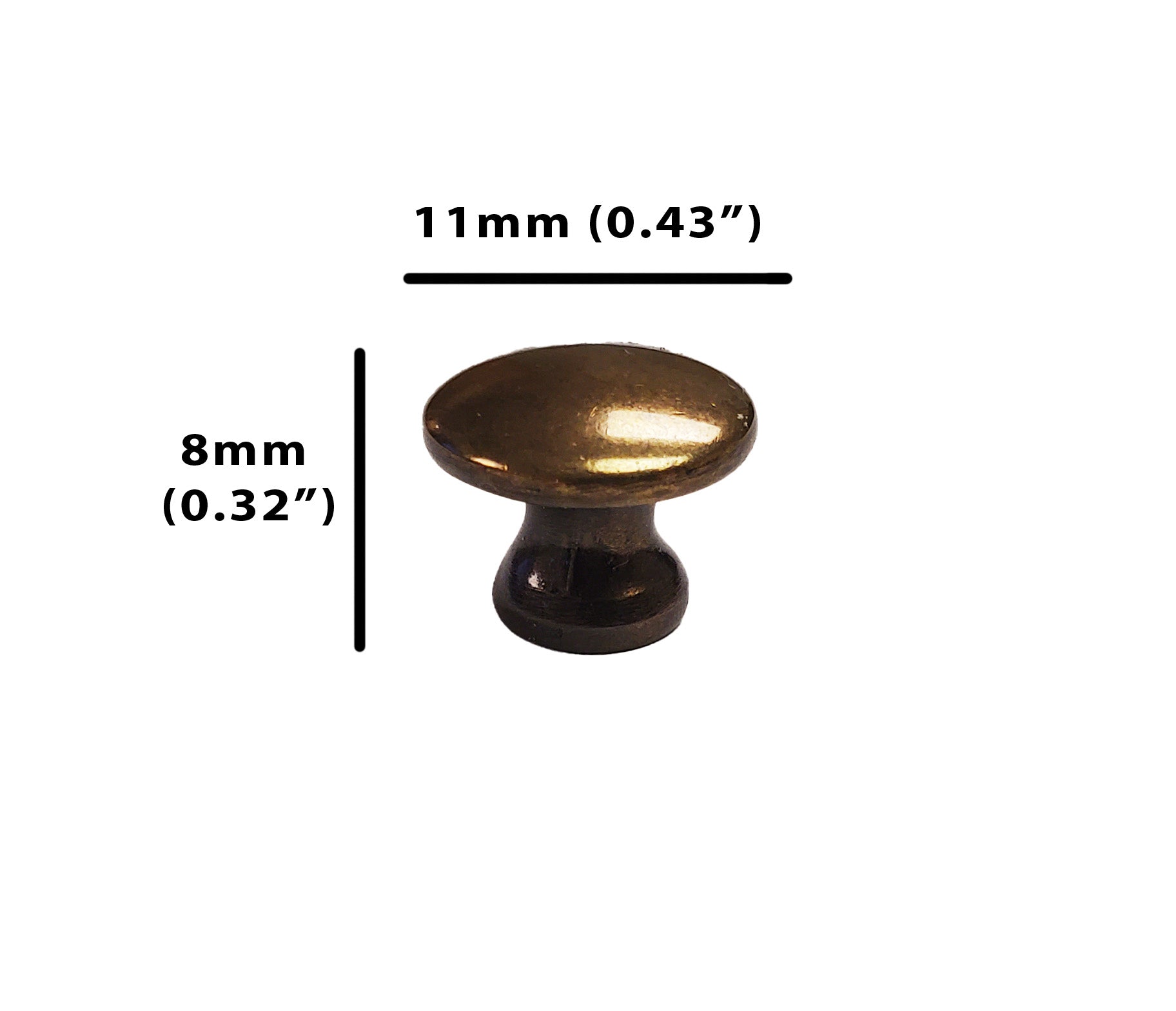 gold-colored jewelry box knob sideview dimensions with a textured surface, displayed against a white background. Hardwaredirect