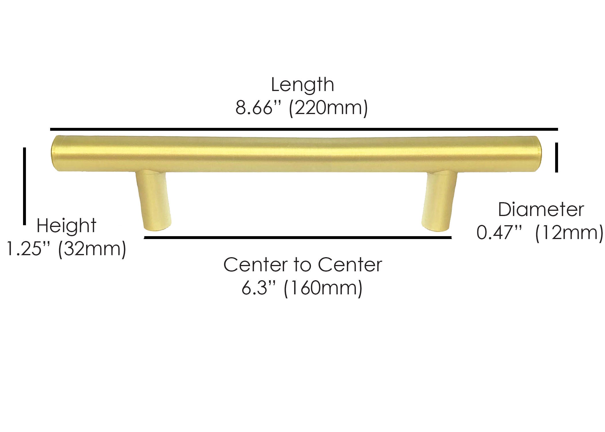 Modern Gold T Bar Kitchen Cabinet Handle Pill  Hardware