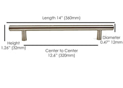 12mm Diameter Bar Pulls- Brushed Nickel