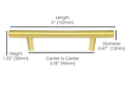 Modern Gold T Bar Kitchen Cabinet Handle Pill  Hardware