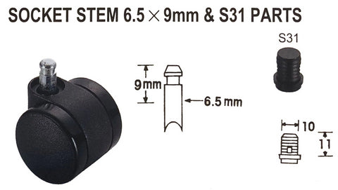 Socket Stem 6.5x9mm