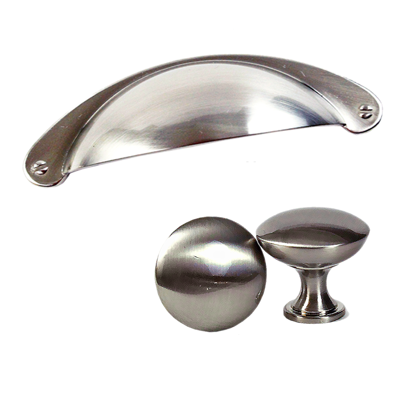Popular Mushroom Knob & Cabinet Hardware Cup Handle Pull-Brushed Nickel