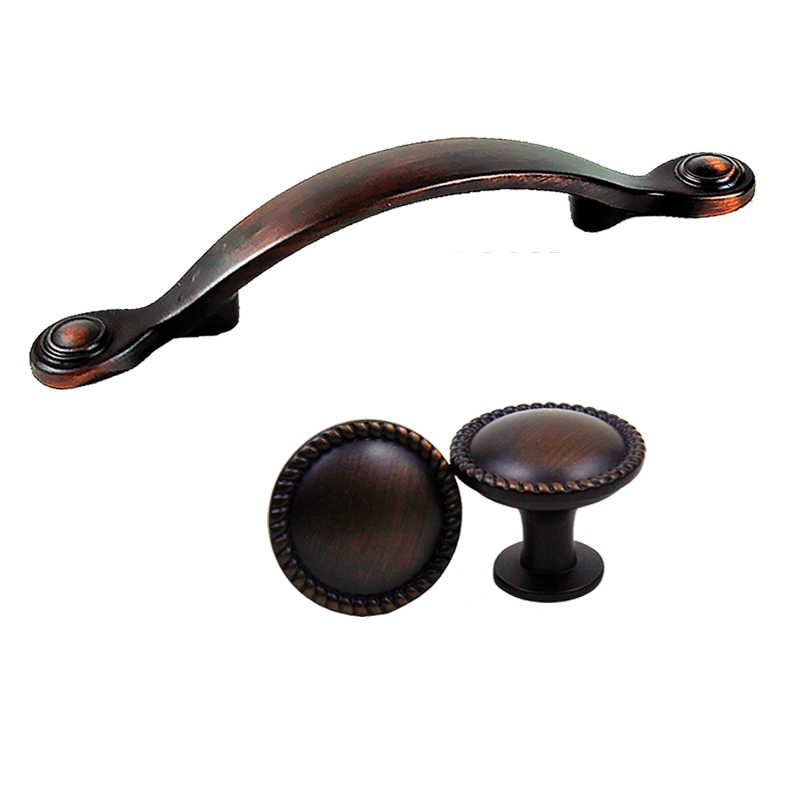 Brushed Oil Rubbed Bronze Rope Knob & Cabinet Hardware Button Handle Pull