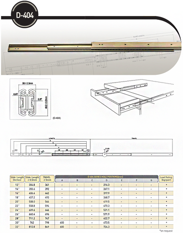 40mm F/E Heavy Duty Drawer Slide