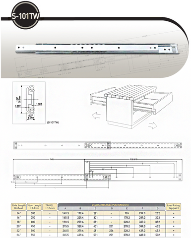 35mm Two-Way Drawer Slide 50lbs